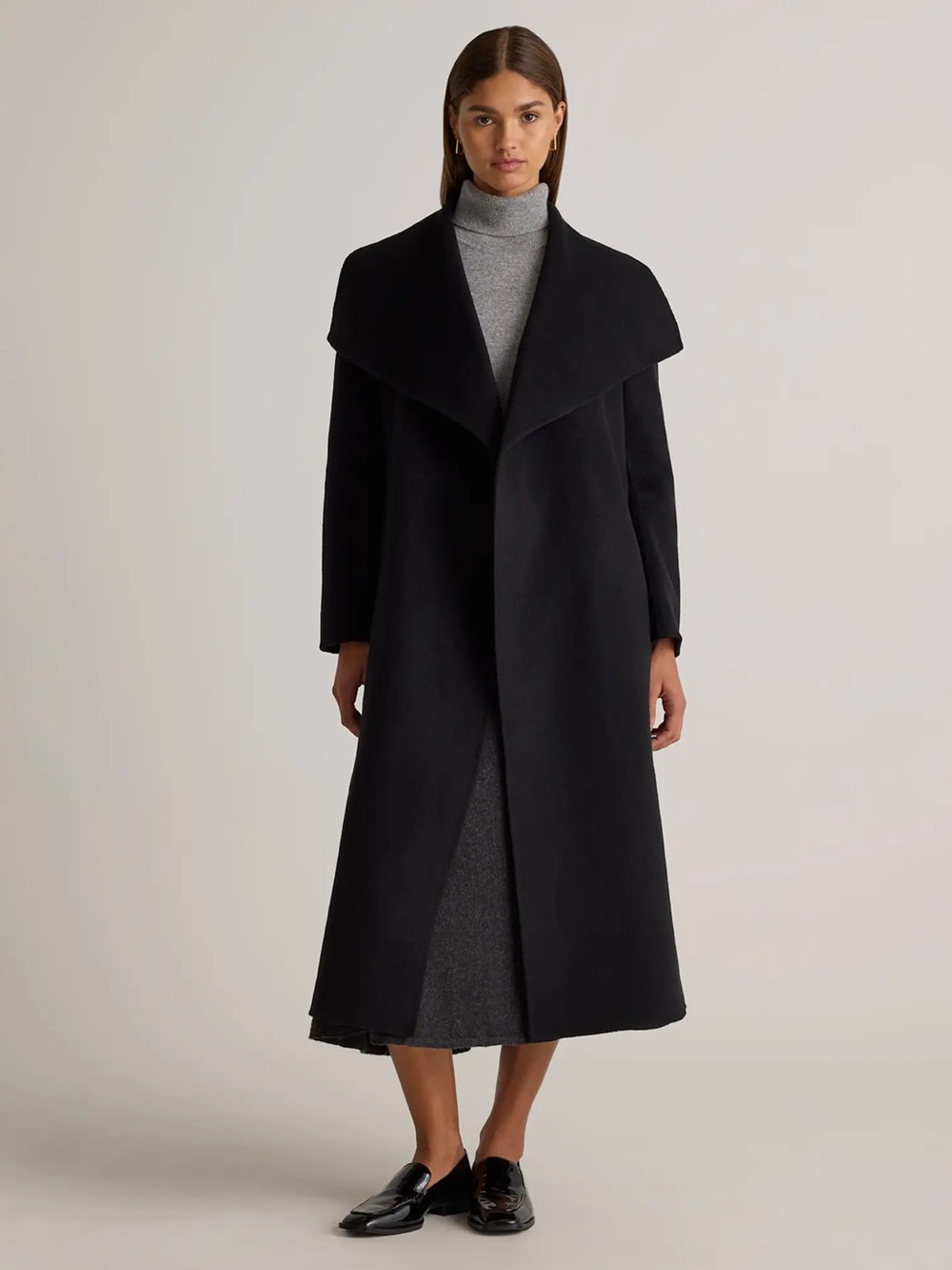 Quince Double-Faced Merino Wool Draped Collar Wrap Coat small NWT